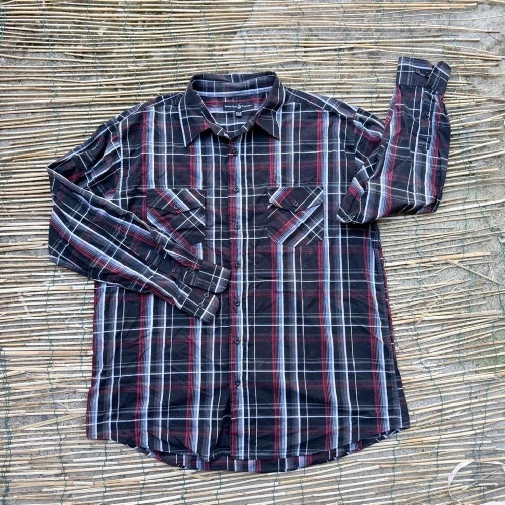Men's Beverly Hills Polo Club Plaid Long Sleeve Button Up Shirt 2XL‎